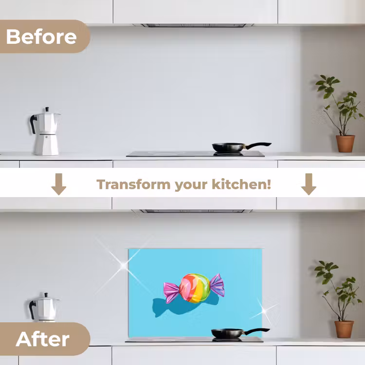 Kitchen splashback for hob - Blue - Candy - Rainbow — 7