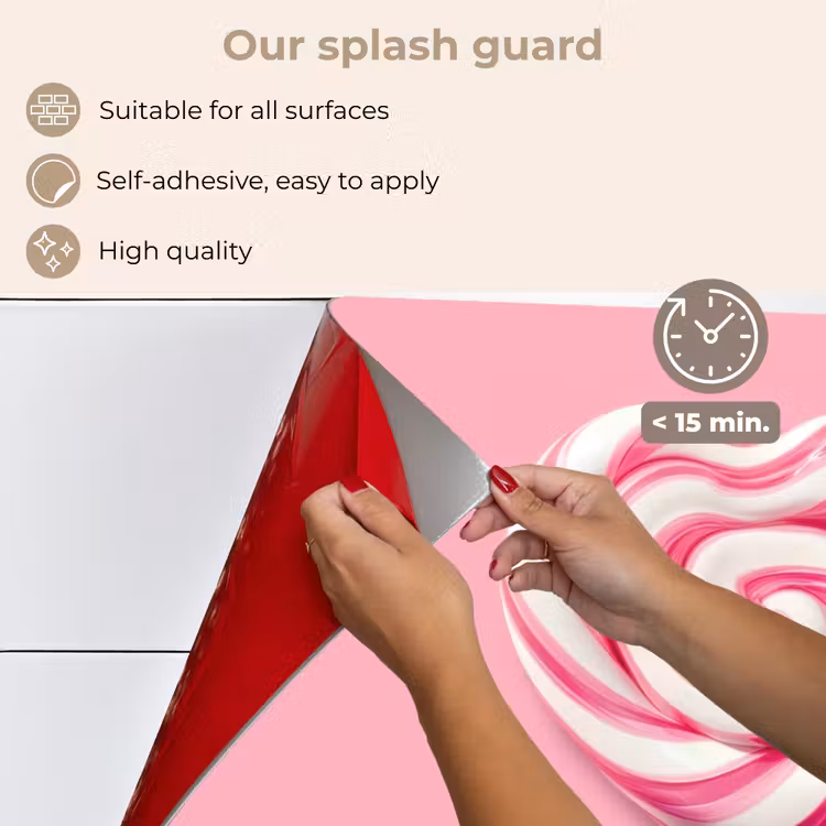 Kitchen splashback for hob - Candy - Lollipop - Heart - Pink — 4