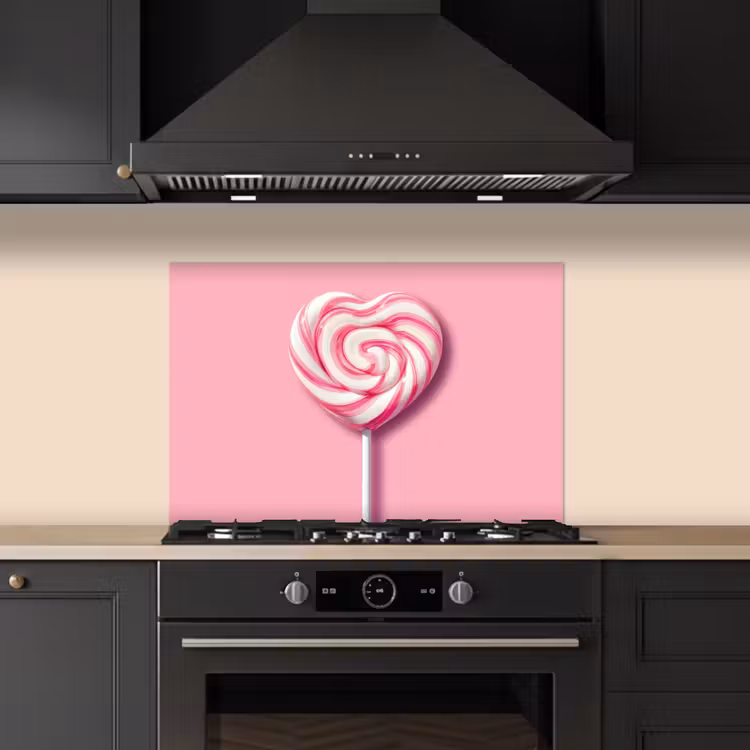 Kitchen splashback for hob - Candy - Lollipop - Heart - Pink — 5