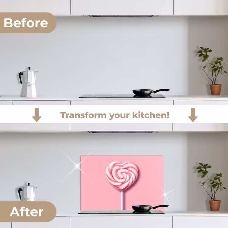 Kitchen splashback for hob - Candy - Lollipop - Heart - Pink — 7