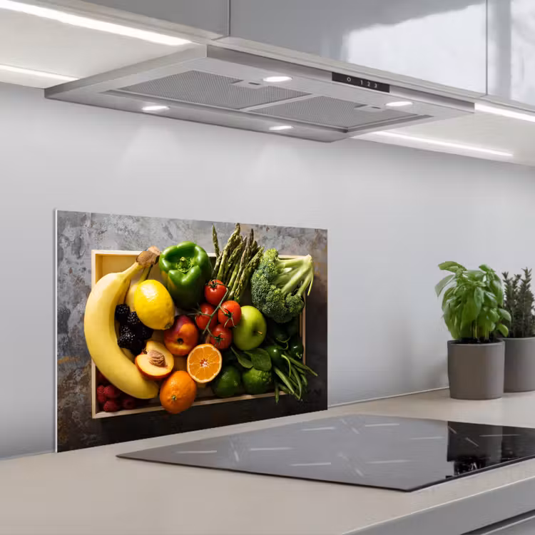 Kitchen splashback for hob - Crate - Fruit - Rainbow — 1