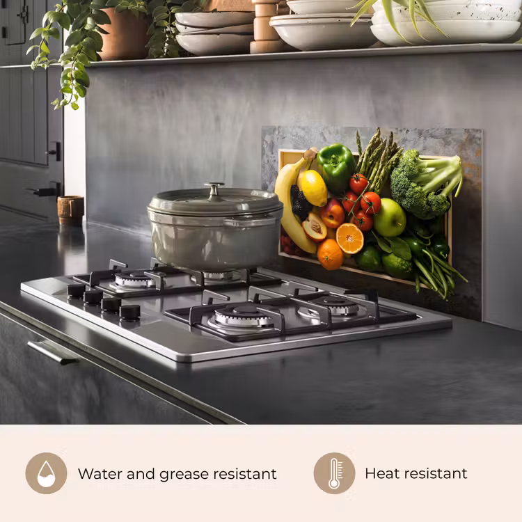 Kitchen splashback for hob - Crate - Fruit - Rainbow — 2