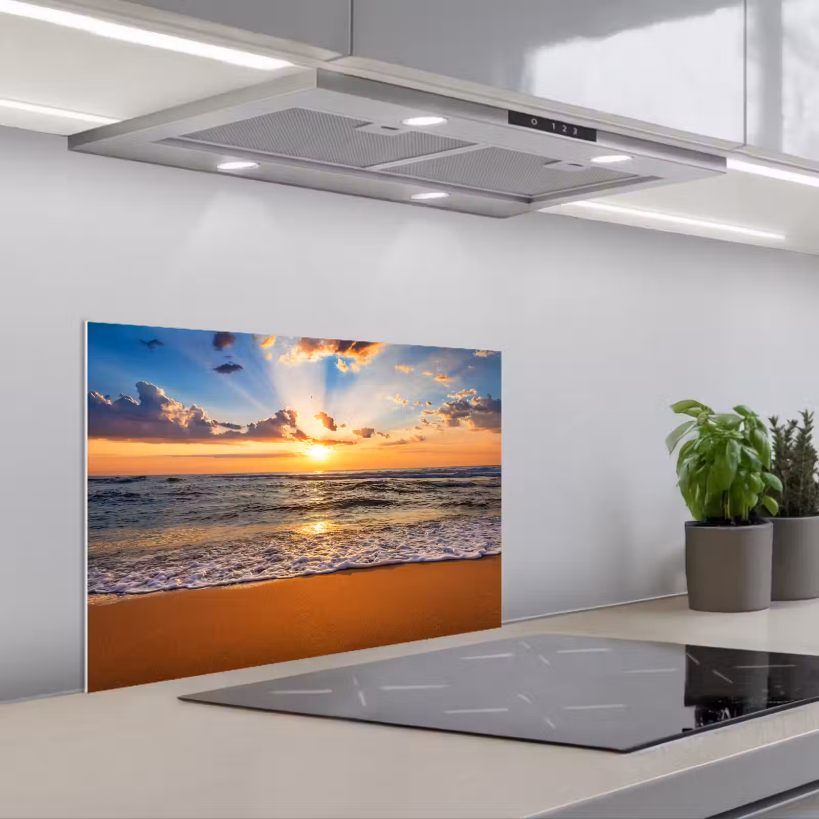 Kitchen splashback for hob - Beach - Sunset - Sea - Clouds - Horizon — 1