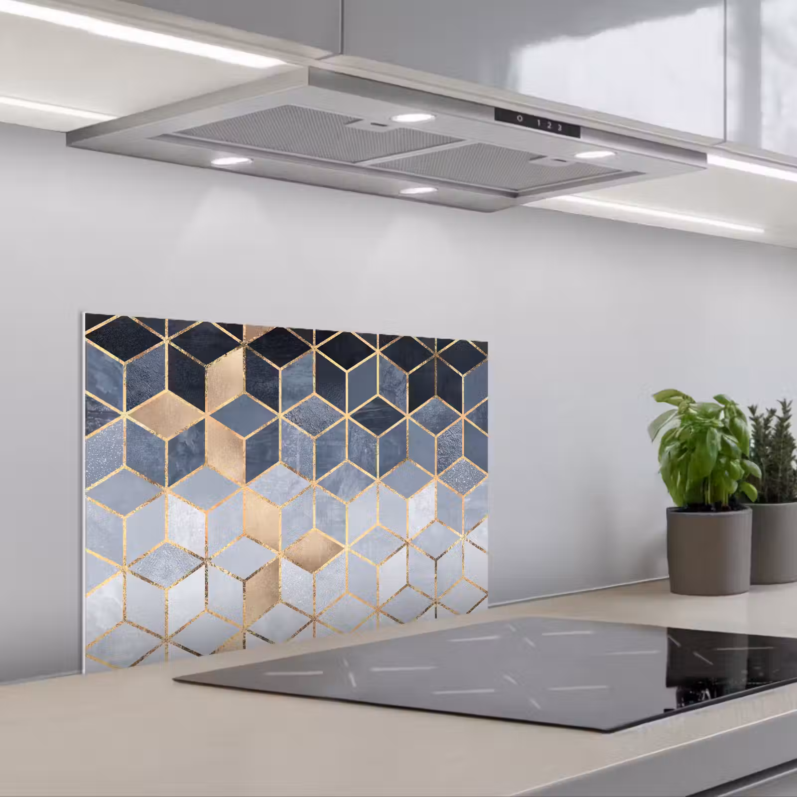 Kitchen splashback for hob - Cube - Gold - Patterns — 1