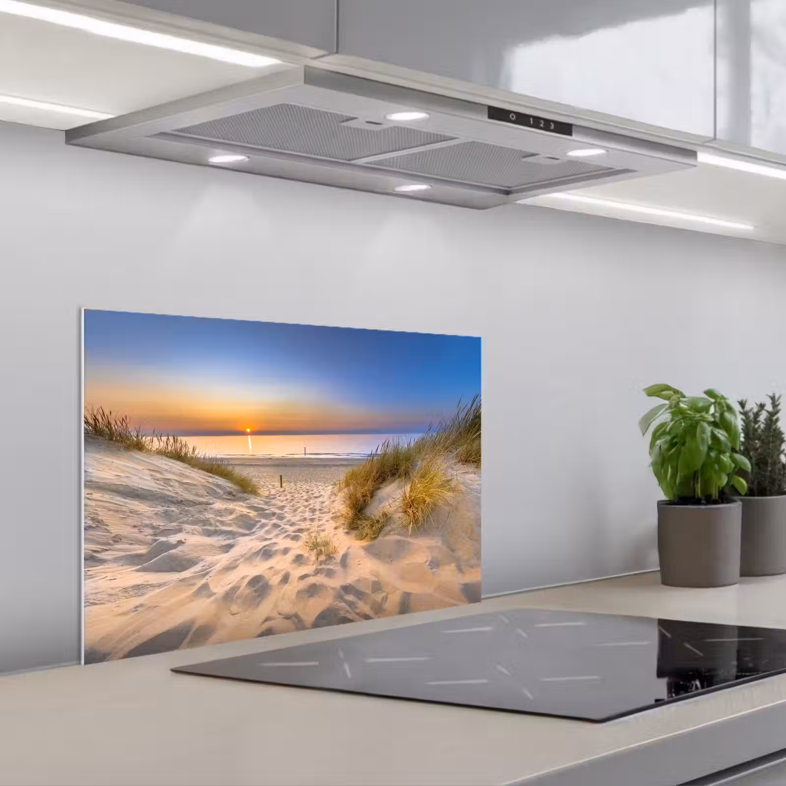 Kitchen splashback for hob - Dune - Sunset - Horizon - Beach - Grass — 1