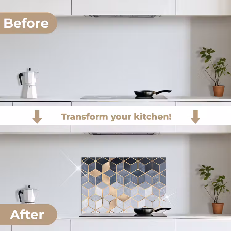 Kitchen splashback for hob - Cube - Gold - Patterns — 7
