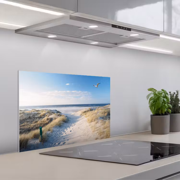 Kitchen splashback for hob - Dune - Gull - Beach - Sea - Sun — 1