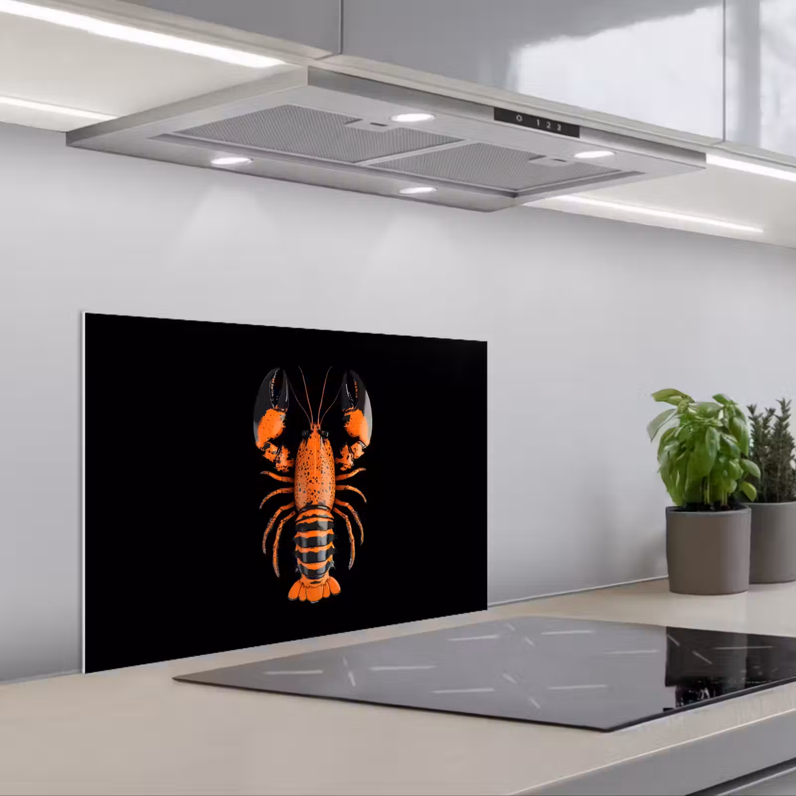 Kitchen splashback for hob - Cancer - Orange - Black - Modern — 1