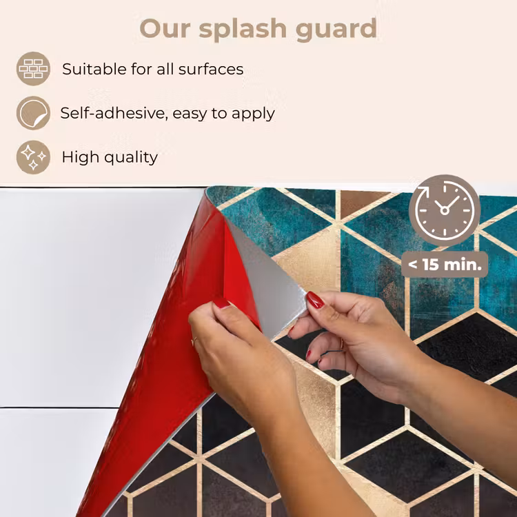 Kitchen splashback for hob - Abstract - Cube - Gold - Patterns - Luxury — 4
