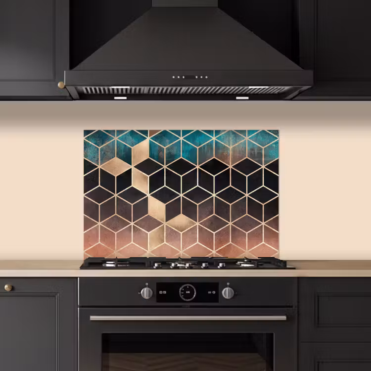 Kitchen splashback for hob - Abstract - Cube - Gold - Patterns - Luxury — 5