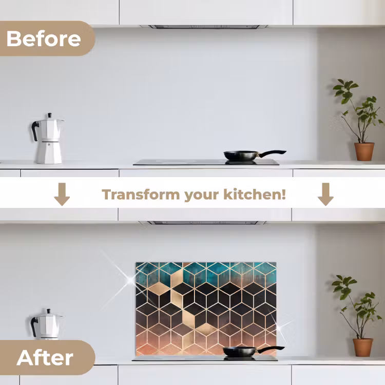 Kitchen splashback for hob - Abstract - Cube - Gold - Patterns - Luxury — 7