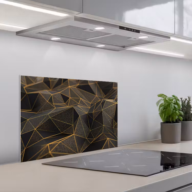Kitchen splashback for hob - Abstract - Gold - 3D - Luxury - Art — 1