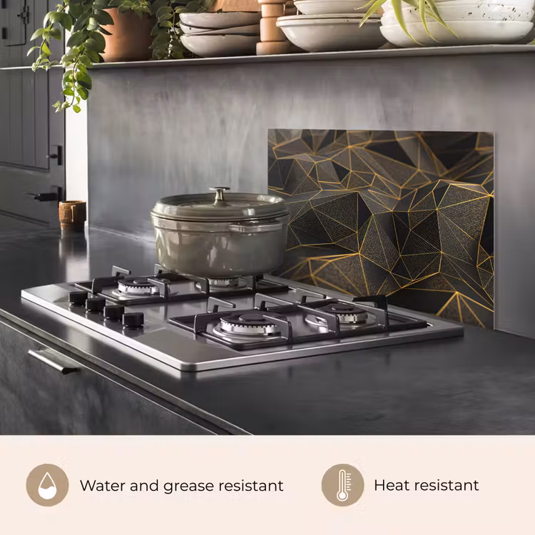 Kitchen splashback for hob - Abstract - Gold - 3D - Luxury - Art — 2