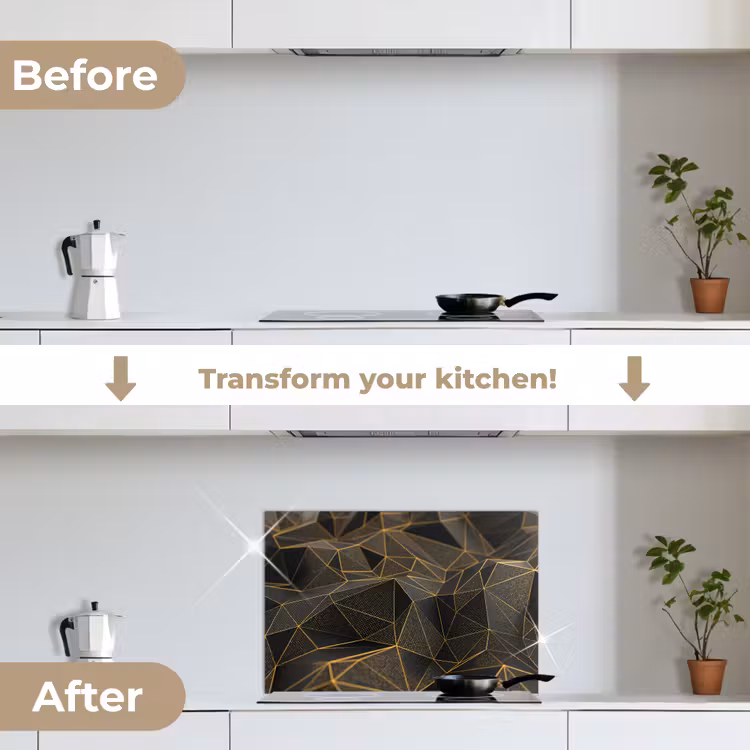 Kitchen splashback for hob - Abstract - Gold - 3D - Luxury - Art — 7