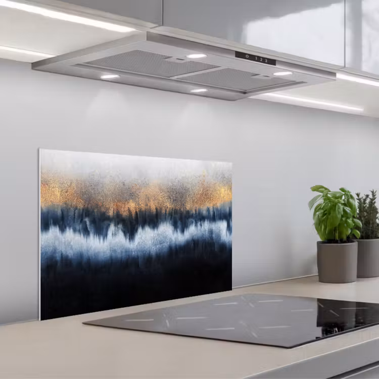 Kitchen splashback for hob - Abstract - Gold - Luxury - Blue — 1