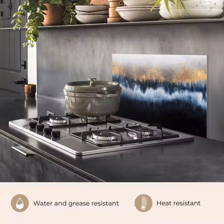 Kitchen splashback for hob - Abstract - Gold - Luxury - Blue — 2