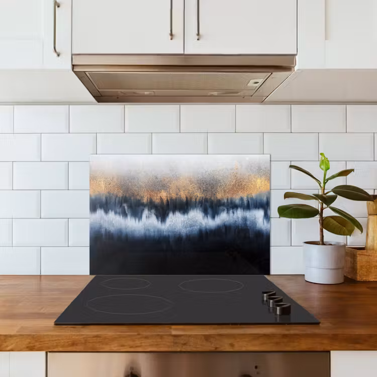 Kitchen splashback for hob - Abstract - Gold - Luxury - Blue — 3