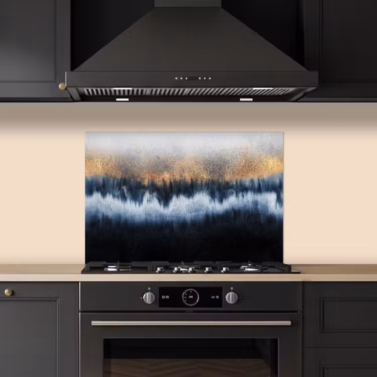 Kitchen splashback for hob - Abstract - Gold - Luxury - Blue — 5