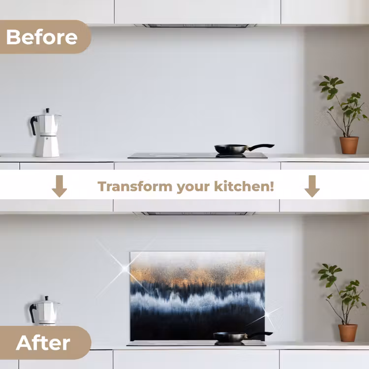 Kitchen splashback for hob - Abstract - Gold - Luxury - Blue — 7