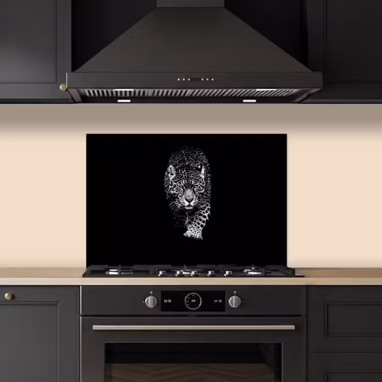 Kitchen splashback for hob - Animals - Black - Leopard - White - Wild — 5