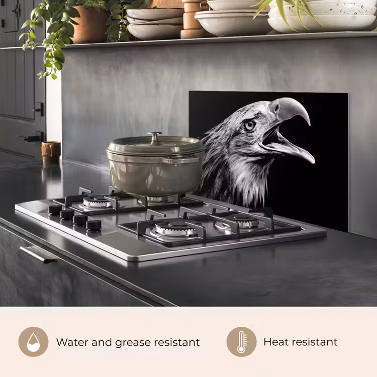 Kitchen splashback for hob - Eagle - Portrait - Birds of prey - Black - White - Bird — 2