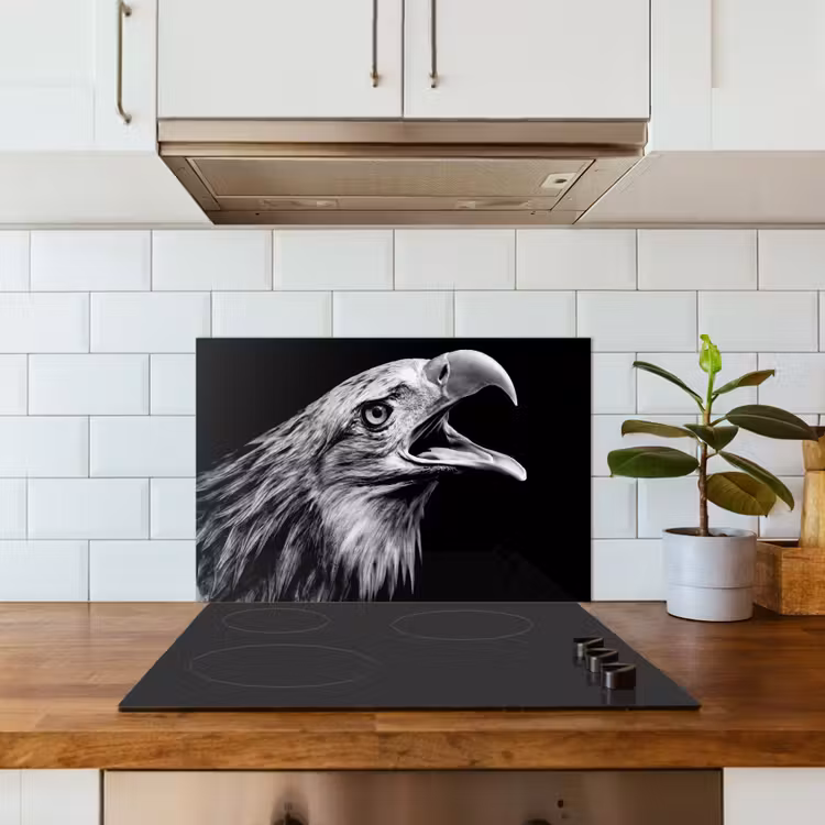 Kitchen splashback for hob - Eagle - Portrait - Birds of prey - Black - White - Bird — 3