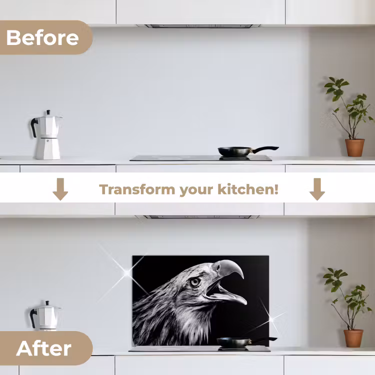 Kitchen splashback for hob - Eagle - Portrait - Birds of prey - Black - White - Bird — 7