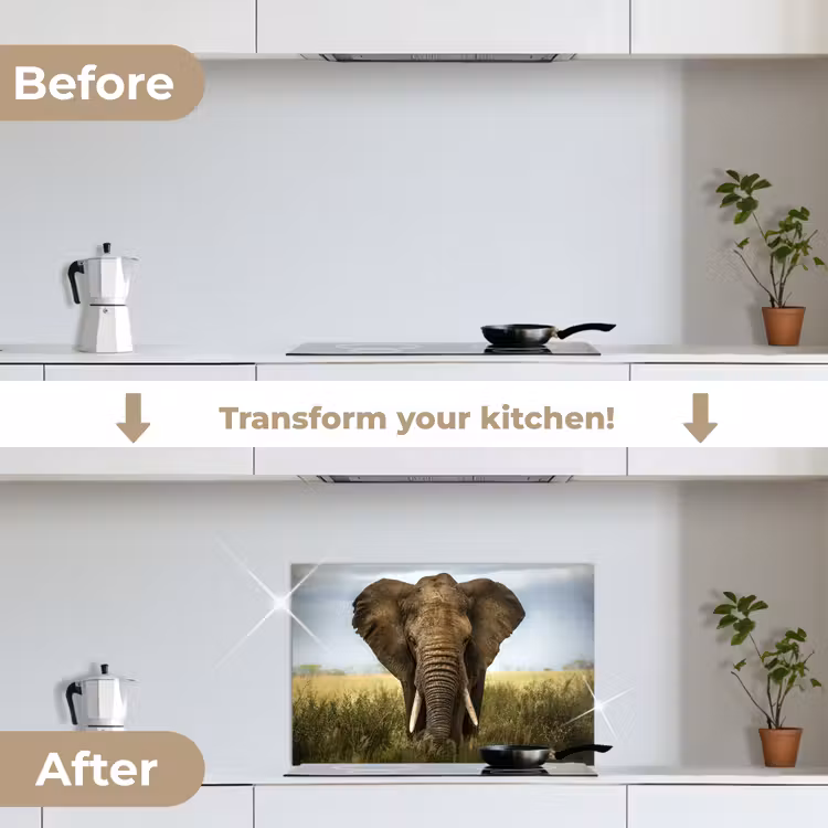 Kitchen splashback for hob - Elephant - Nature - Grass - Animals - Landscape — 7