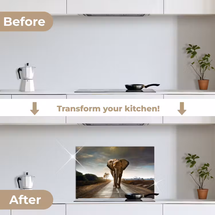 Kitchen splashback for hob - Elephant - Road - Animals - Sunset - Landscape — 7