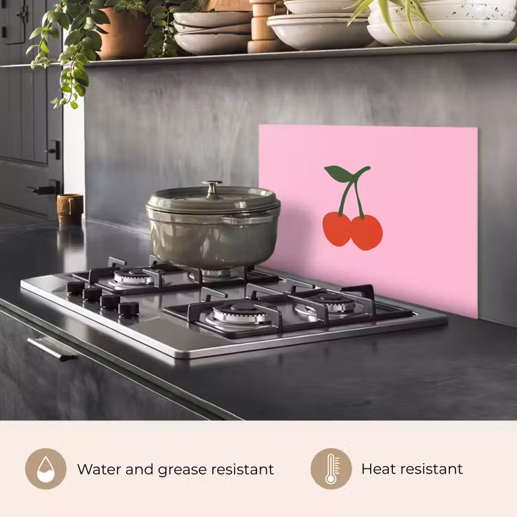 Kitchen splashback for hob - Cherry - Pink - Illustration — 2