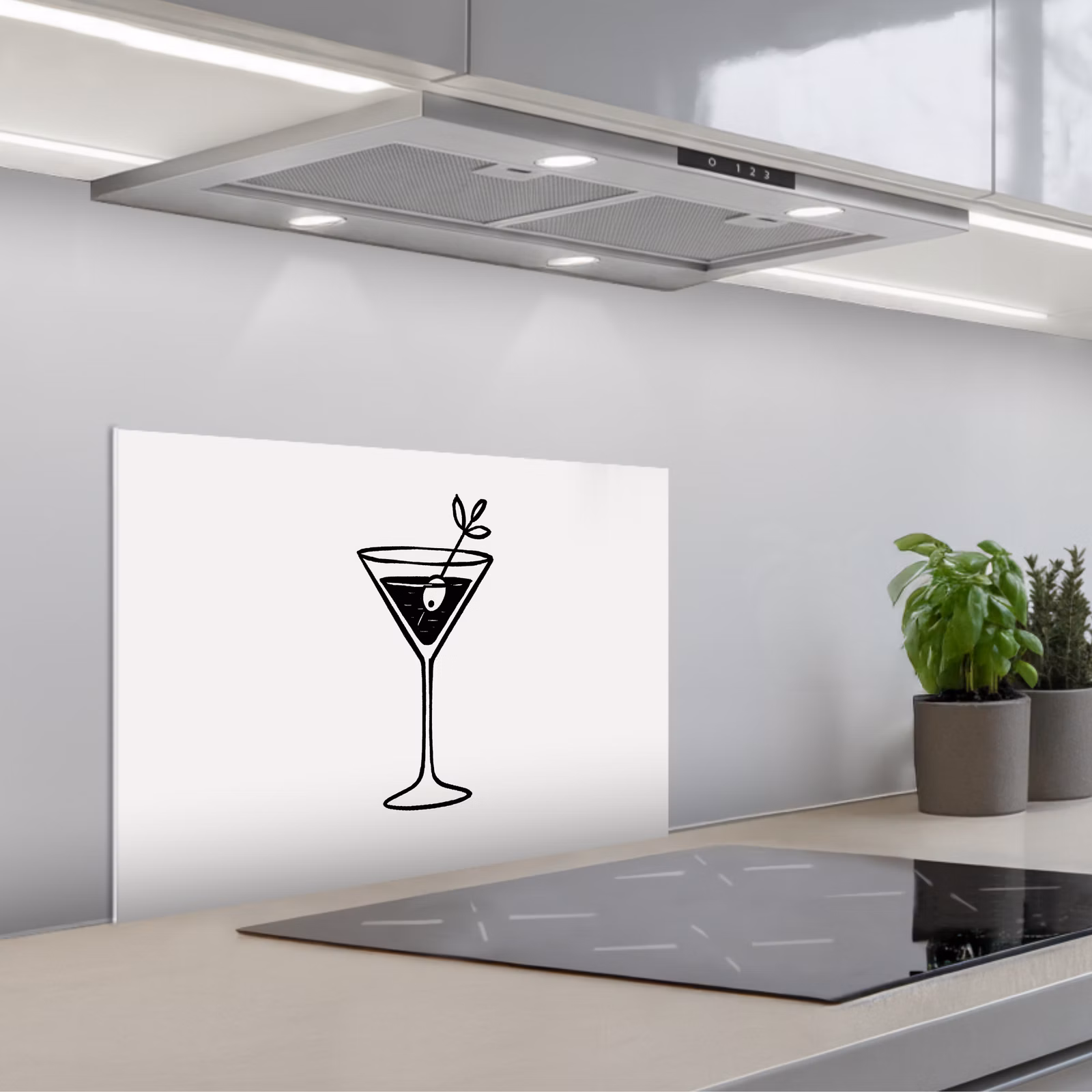 Kitchen splashback for hob - Cocktail - Glass - Olive - Minimalist — 1
