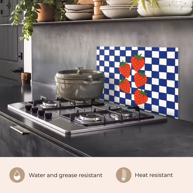 Kitchen splashback for hob - Blocked - Blue - Strawberry — 2