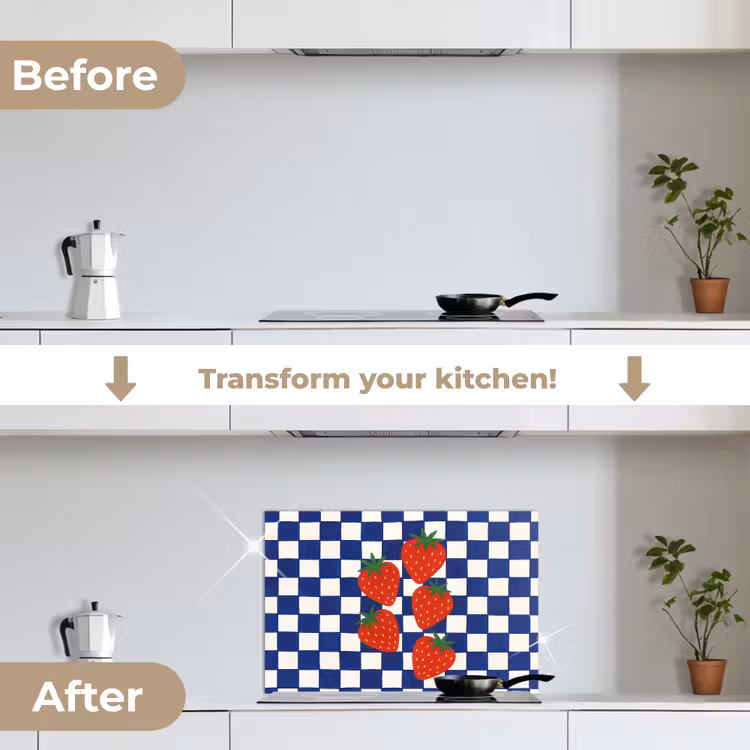 Kitchen splashback for hob - Blocked - Blue - Strawberry — 7