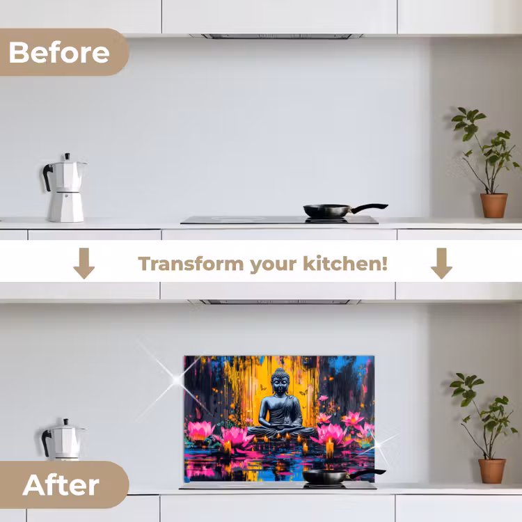 Kitchen splashback for hob - Buddha - Flowers - Candles - Yellow — 7