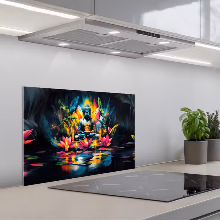 Kitchen splashback for hob - Candles - Flowers - Buddha - Water — 1