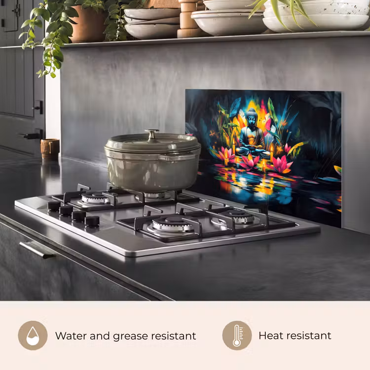 Kitchen splashback for hob - Candles - Flowers - Buddha - Water — 2