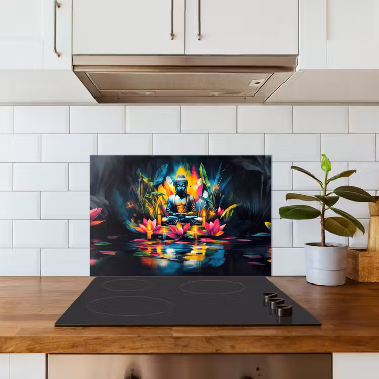 Kitchen splashback for hob - Candles - Flowers - Buddha - Water — 3