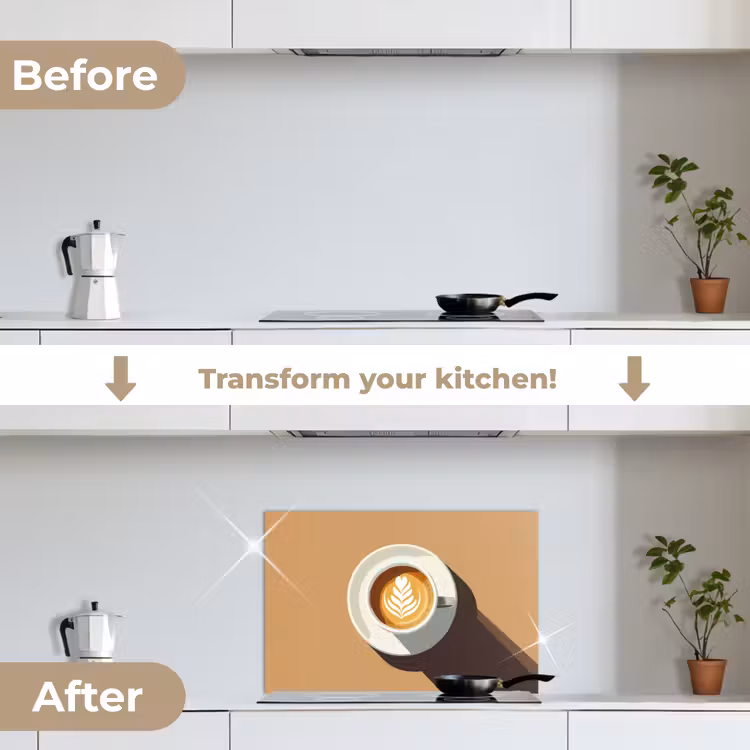 Kitchen splashback for hob - Cappuccino - Cup - Saucer - Minimalitic — 7