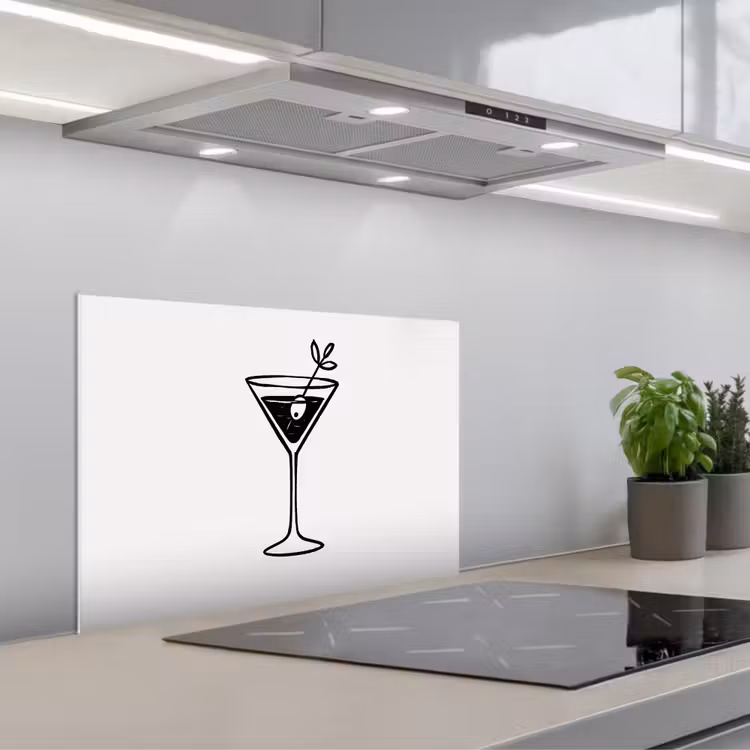 Kitchen splashback for hob - Cocktail - Glass - Olive - Minimalist — 1