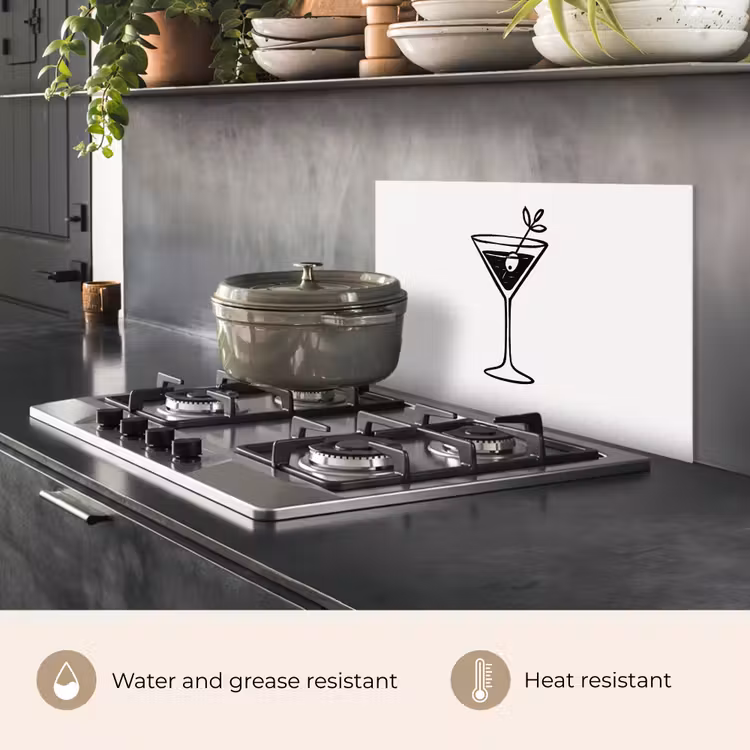 Kitchen splashback for hob - Cocktail - Glass - Olive - Minimalist — 2