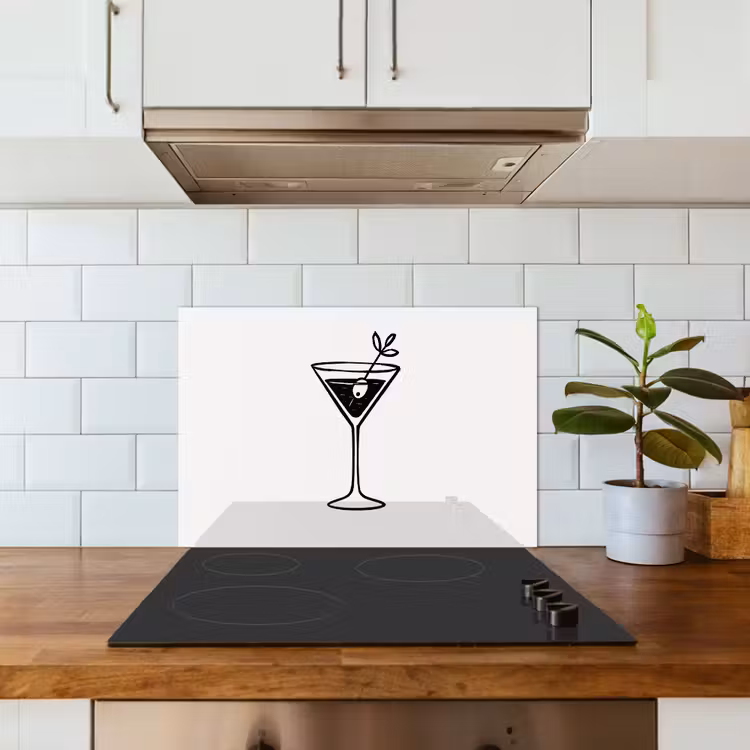 Kitchen splashback for hob - Cocktail - Glass - Olive - Minimalist — 3