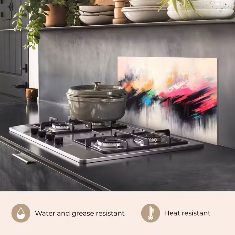 Kitchen splashback for hob - Dynamic - Abstract - Colorful - Black — 2