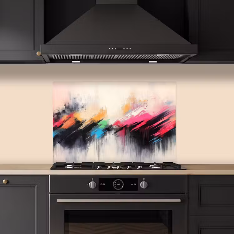 Kitchen splashback for hob - Dynamic - Abstract - Colorful - Black — 5