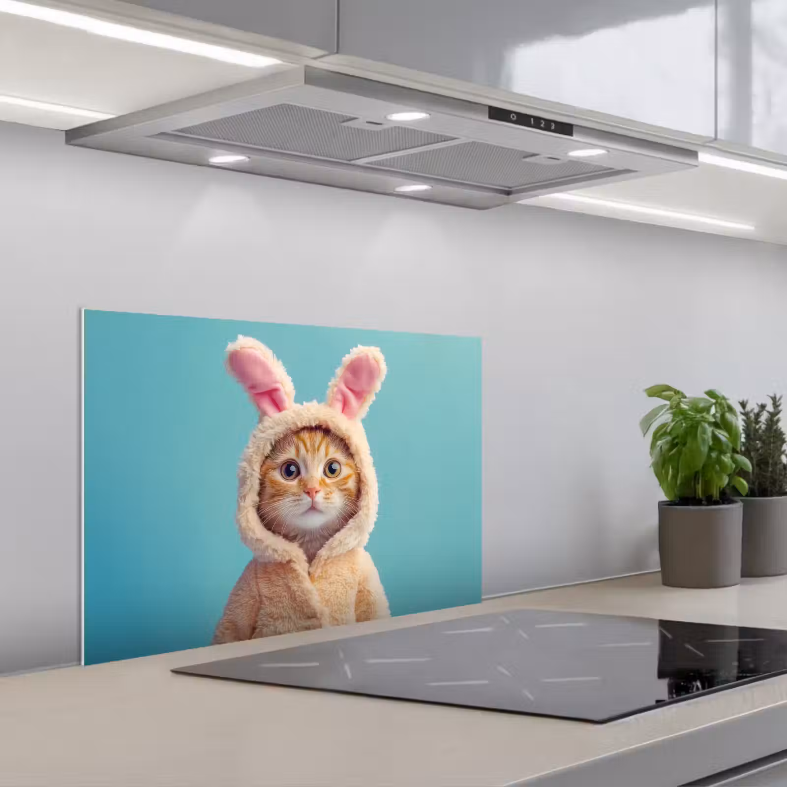 Kitchen splashback for hob - Easter Bunny - Cat - Costume — 1