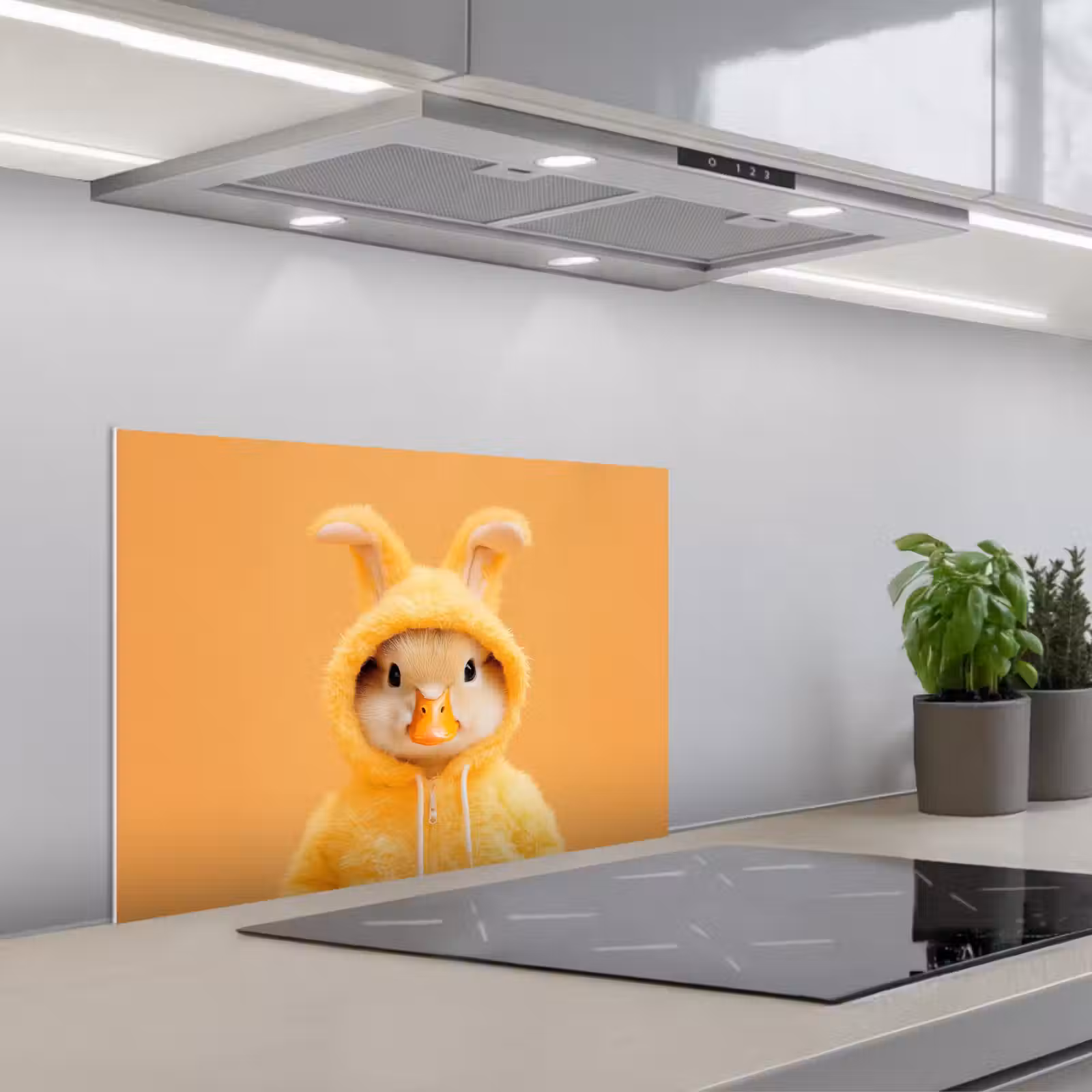 Kitchen splashback for hob - Easter Bunny - Costume - Duck — 1