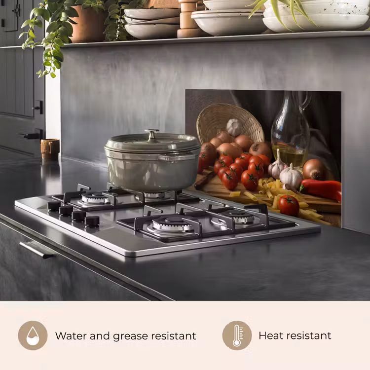 Kitchen splashback for hob - Cutting board - Vegetable - Still life - Pasta - Out - Tomato - Cutting board — 2