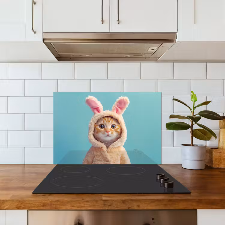 Kitchen splashback for hob - Easter Bunny - Cat - Costume — 3
