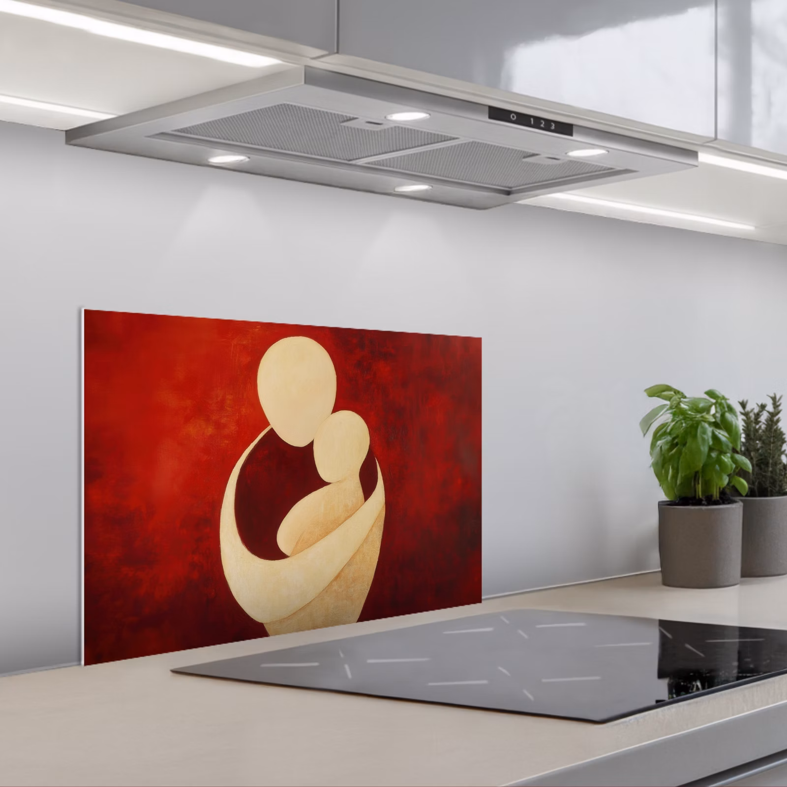 Kitchen splashback for hob - Abstract - Mother - Child - Red — 1