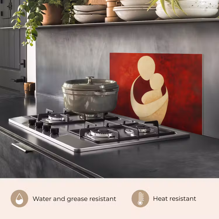 Kitchen splashback for hob - Abstract - Mother - Child - Red — 2