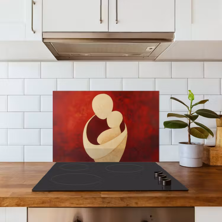 Kitchen splashback for hob - Abstract - Mother - Child - Red — 3